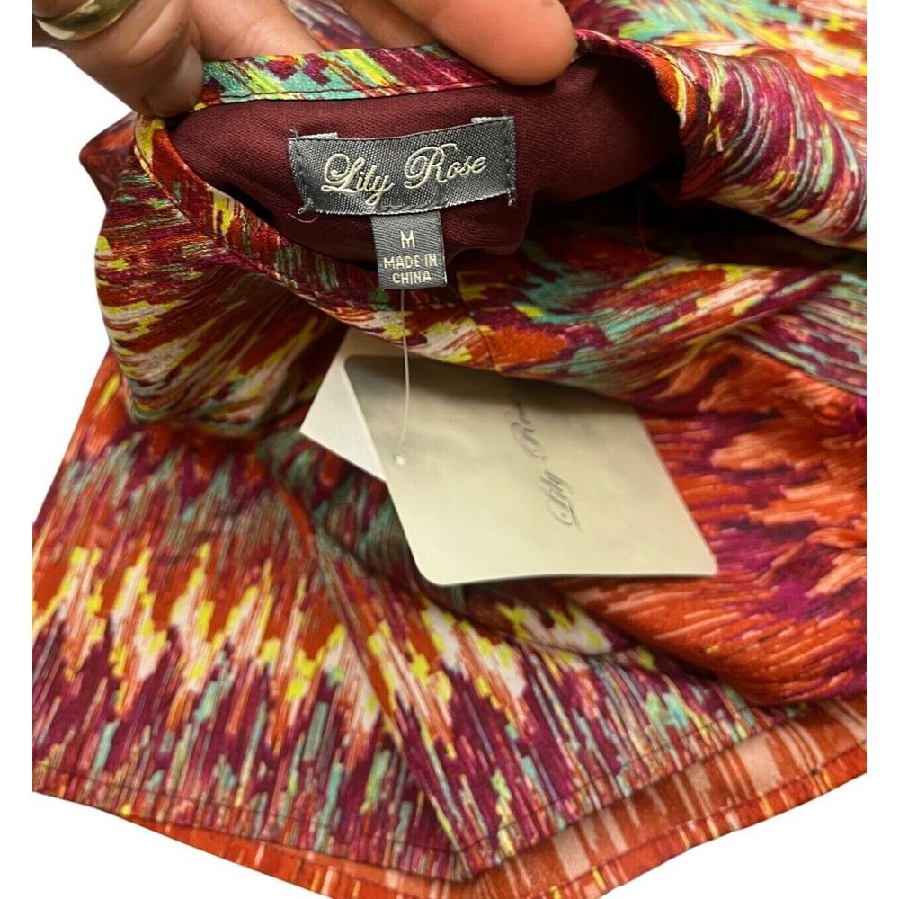 NEW SIZE MED Lily Rose Chevron Print Women Dress 3/4 Sleeves Rust Orange - Picture 11 of 11